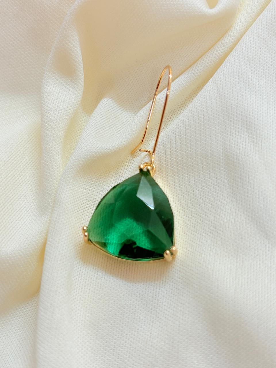 Deep Green Dangle Earrings - Bloom