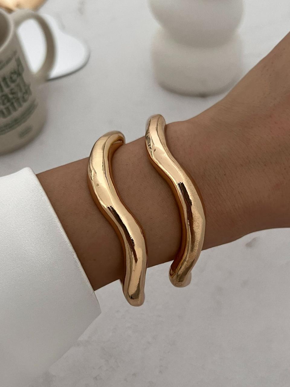 Gold Plated Lava Loop Bangle Set - Bloom