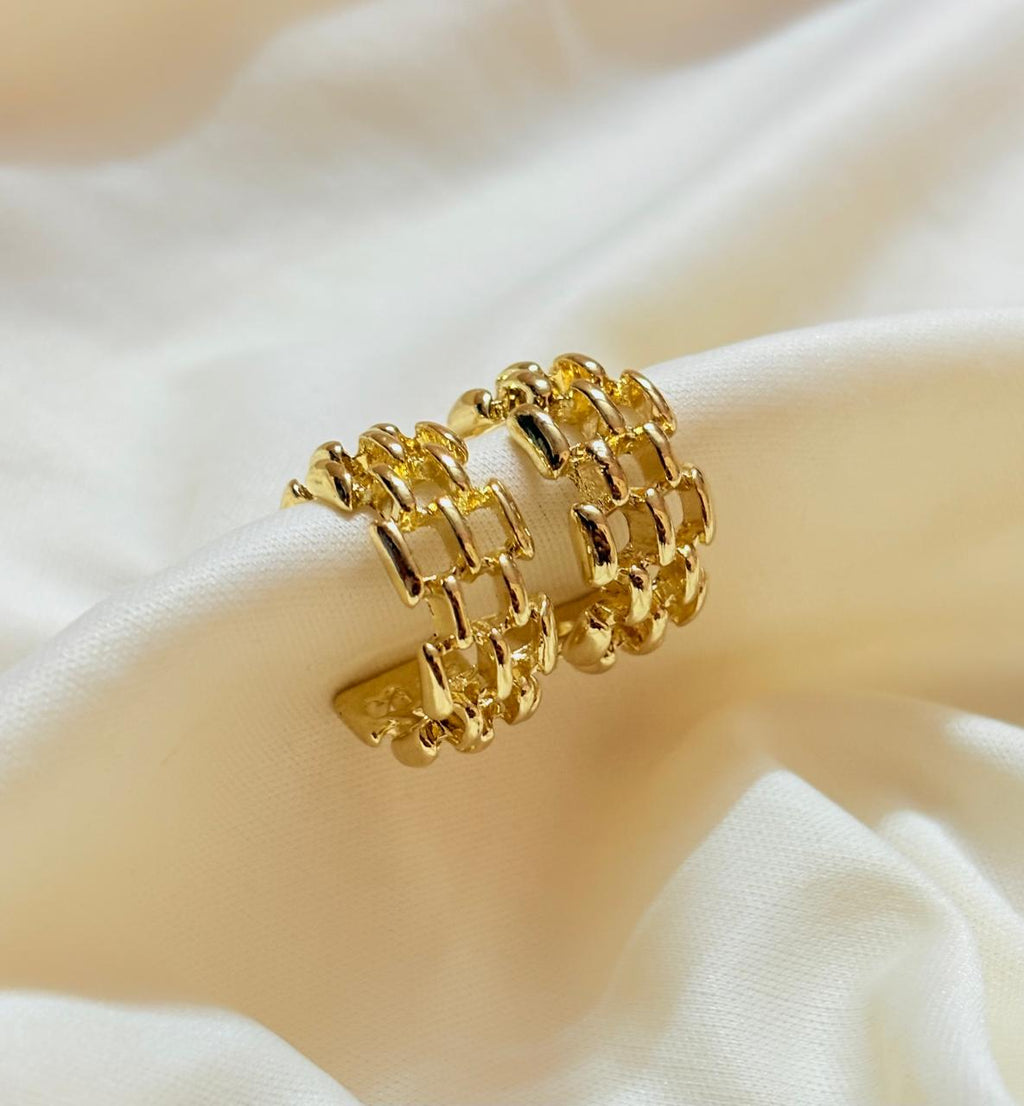 Gold Plated Interlink  Hoops Earrings - Bloom