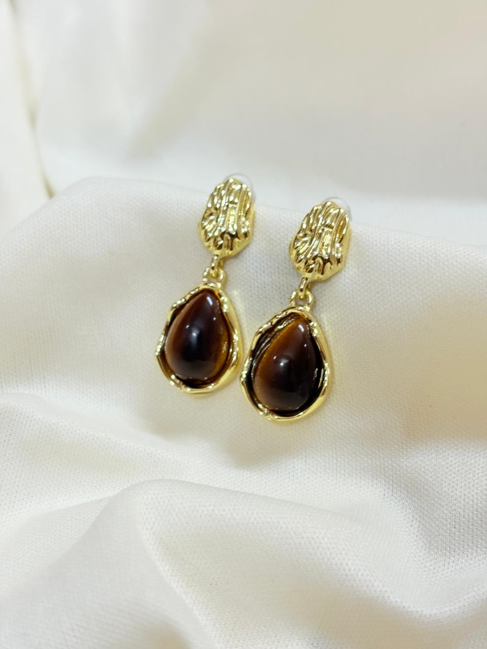 Gold Plated Amber Glow Earrings - Bloom
