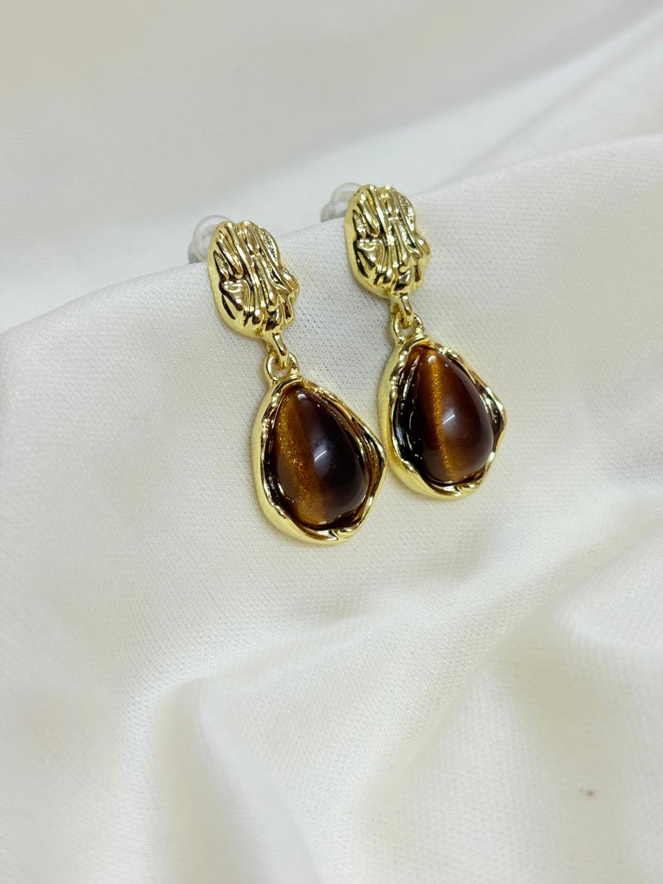 Gold Plated Amber Glow Earrings - Bloom
