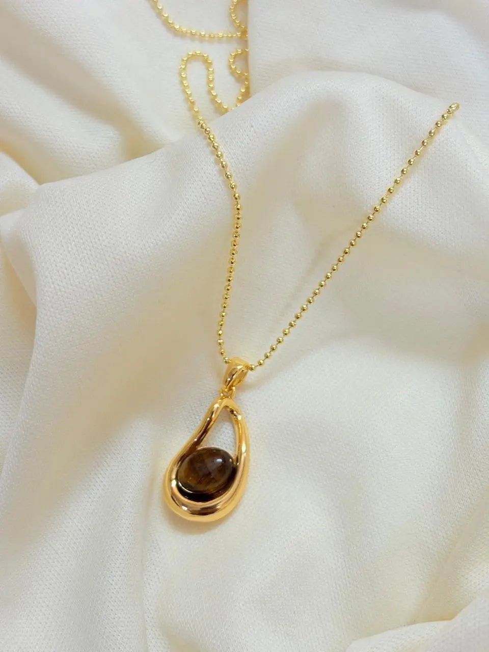 Luna Brown Stone Necklace - Bloom