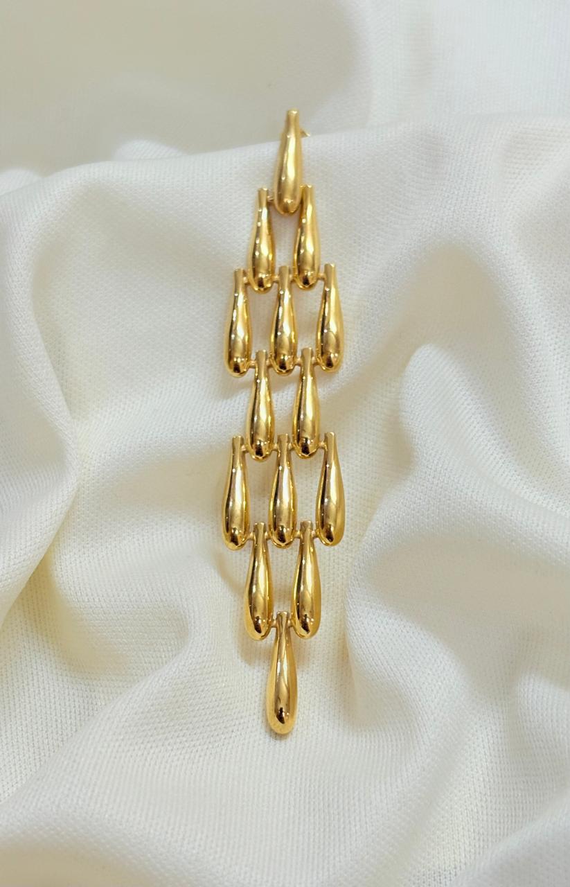 Gold Plated Drape Drop Earrings - Bloom